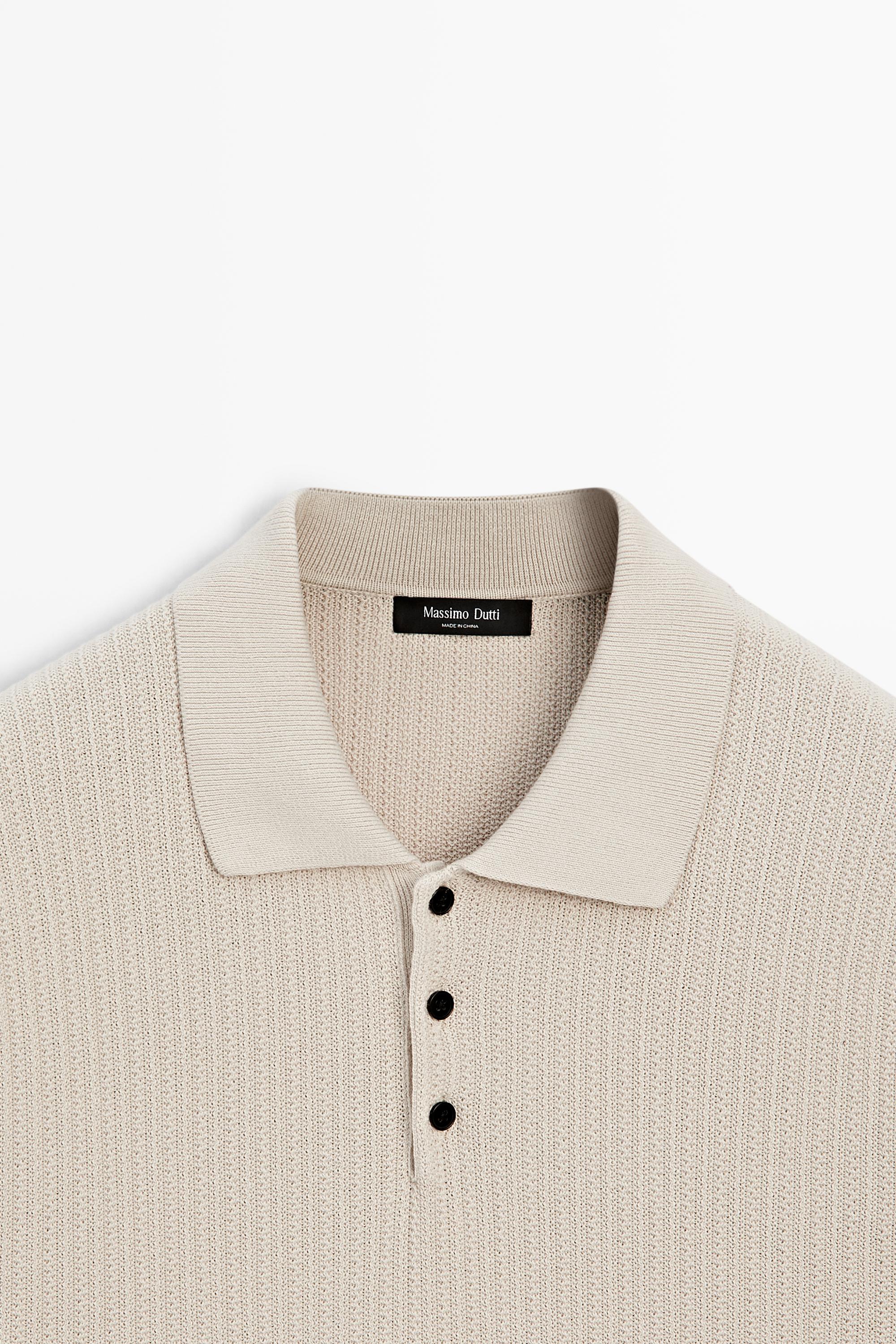 Pull polo en maille texturée 100 % coton