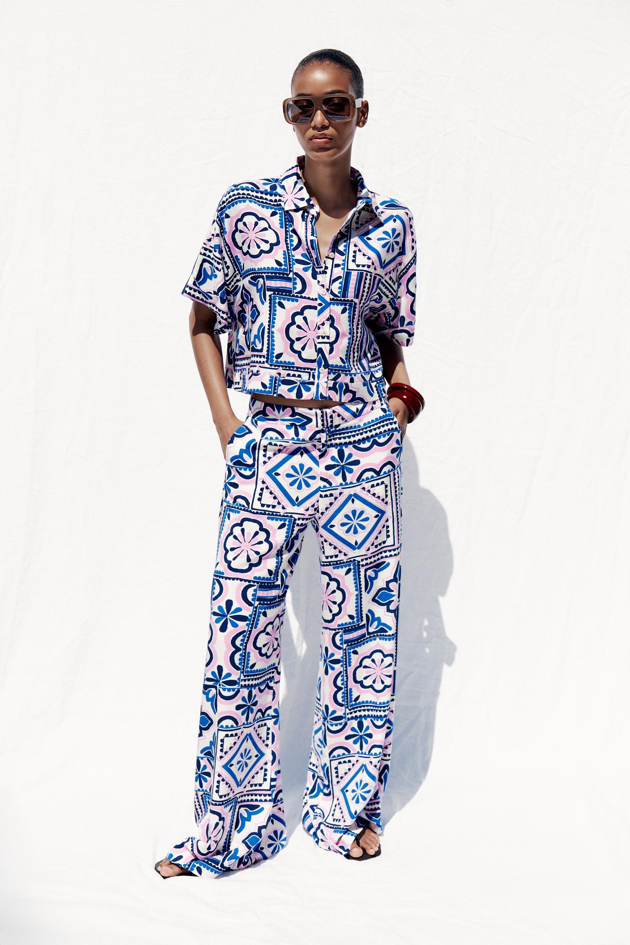 Zara | Tops | Zara Bnwt Printed Short Set With Scarf 3pc