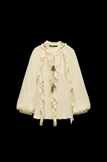 ROMANTISCHES HEMD MIT VOLANT - Beige von Zara - Bild 0