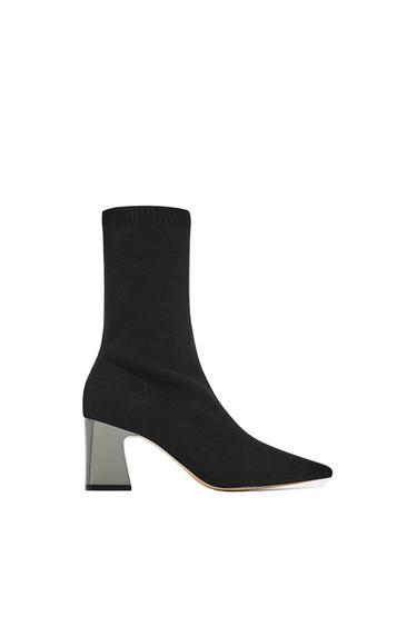 FABRIC HIGH HEEL ANKLE BOOTS WITH STRETCH