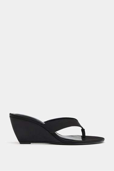 Zara WEDGE SANDALS - Black