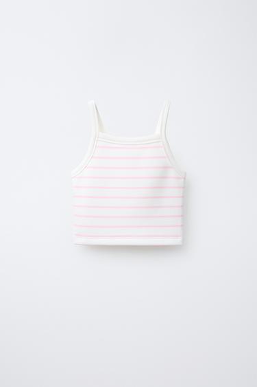 T-SHIRT ÀS RISCAS COM MODAL - Rosa da Zara - Imagem 0