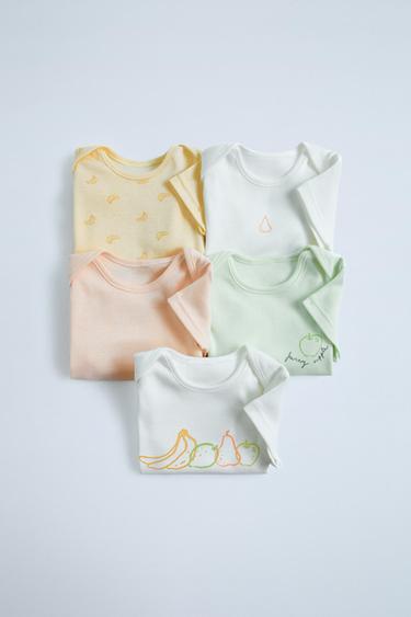 1 MOIS - 3 ANS/ LOT DE CINQ BODYS FRUITS - Blanc de Zara