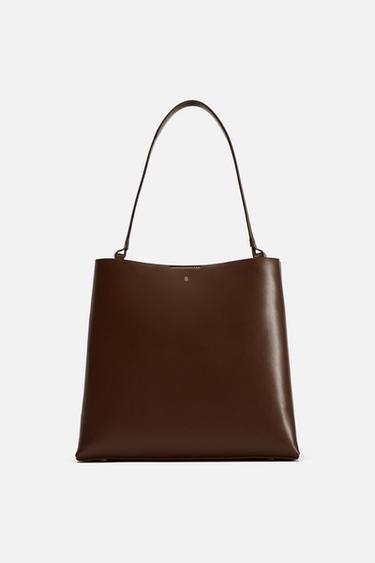 Zara MINIMALIST BUCKET BAG - Brown