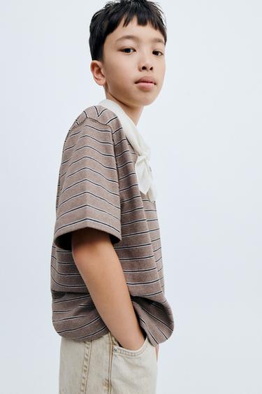 STORIESZ - GESTREIFTES T-SHIRT - Cremefarben / Braun von Zara