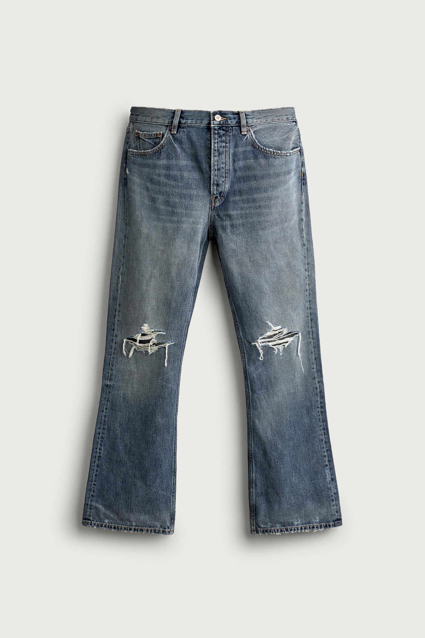 Мужские джинсы Zara Distressed Flare Fit, цвет: Синий — фото 6