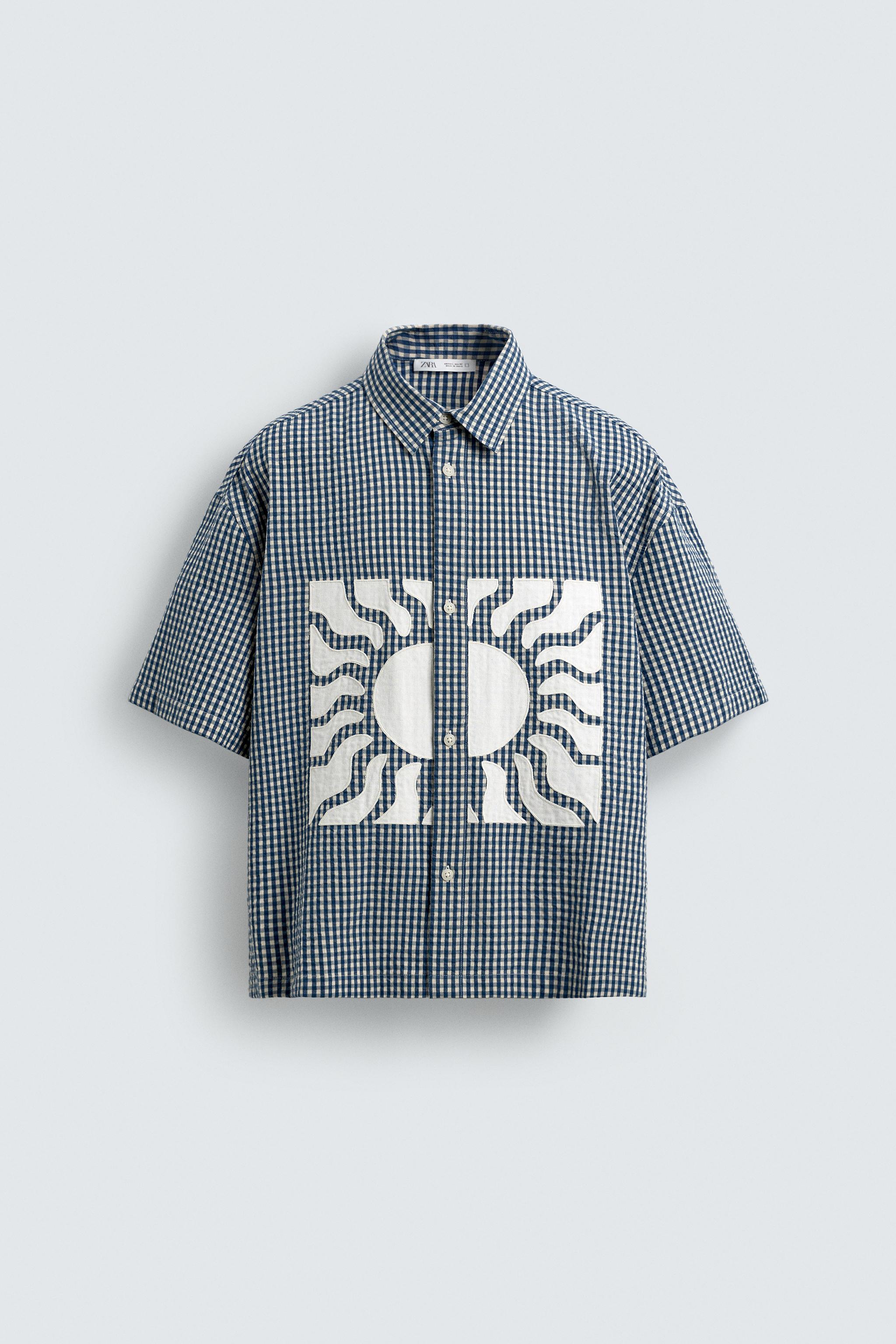 BOXY FIT PLAID SHIRT WITH CONTRAST PATCHES