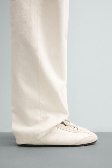 LEATHER TRAINERS - White by Zara - Image 1