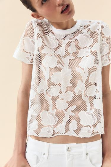 EMBROIDERED FRONT T-SHIRT - White by Zara