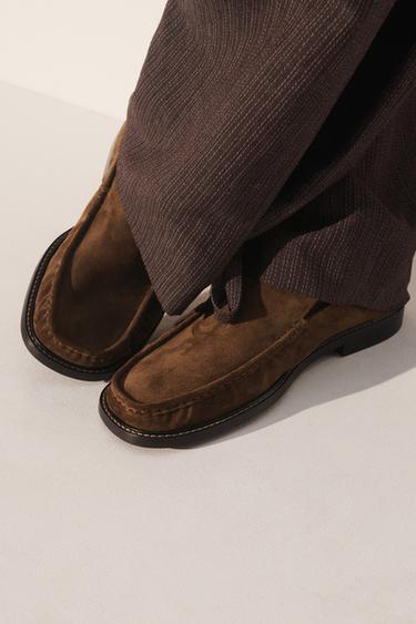 LEATHER LOAFERS - Brown by Zara - Image 1