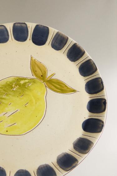 EARTHENWARE DESSERT PLATE WITH FRUIT DESIGN - Yellow by Zara - Image 2