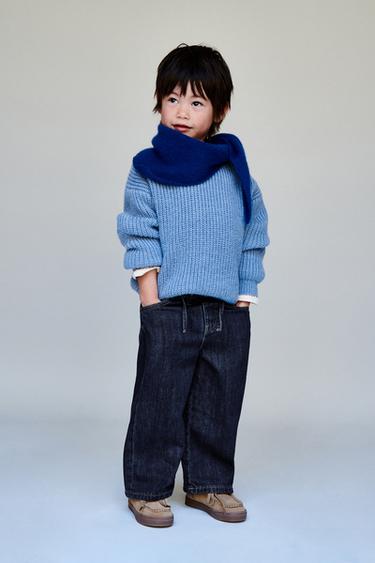JEANS DE PIERNA ANCHA CON CORDÓN - Azul medio de Zara