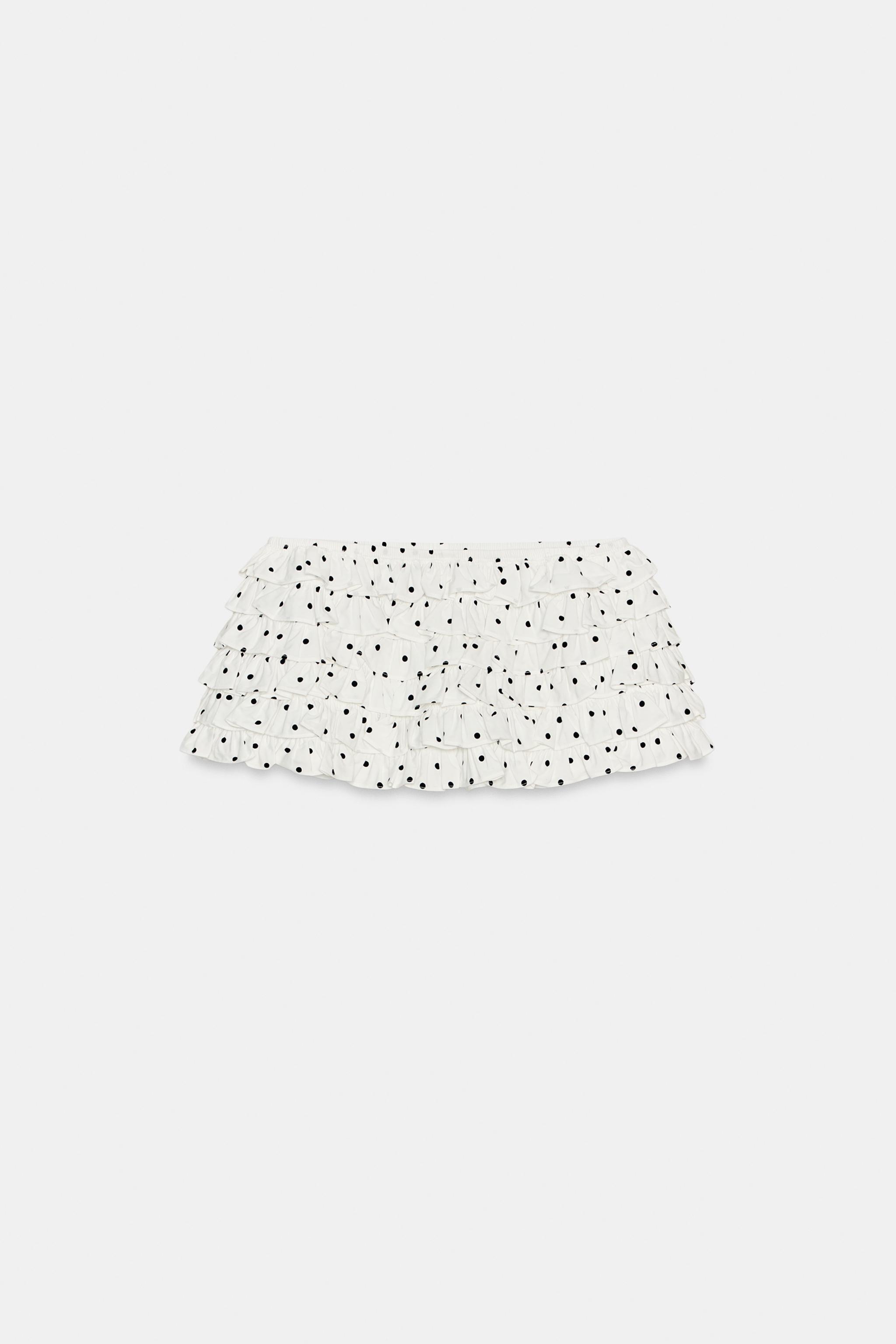 ZARA フリルドットプリントミニショートパンツ フリル ドットプリントミニショートパンツ - エクリュ/ブラック | ZARA