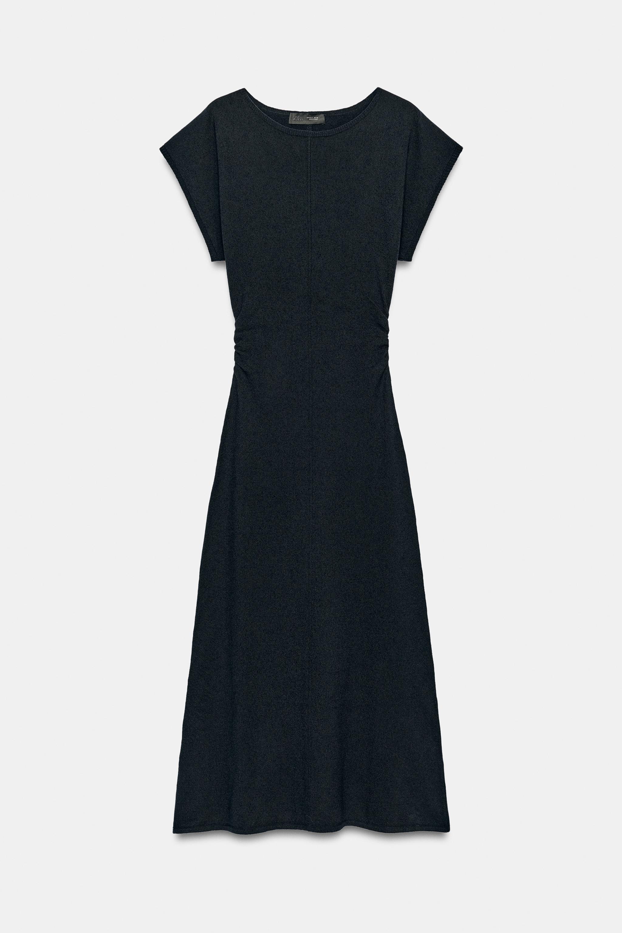 LONG KNIT DRESS WITH SIDE RUCHING