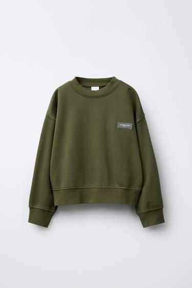 RUBBER LABEL SWEATSHIRT AND CARGO JOGGERS SET - Khaki by Zara - Image 1