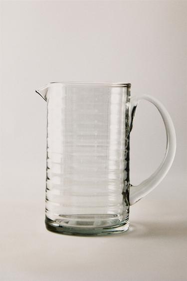 JARRA DE VIDRO COM RELEVO E LINHAS - Transparente da Zara