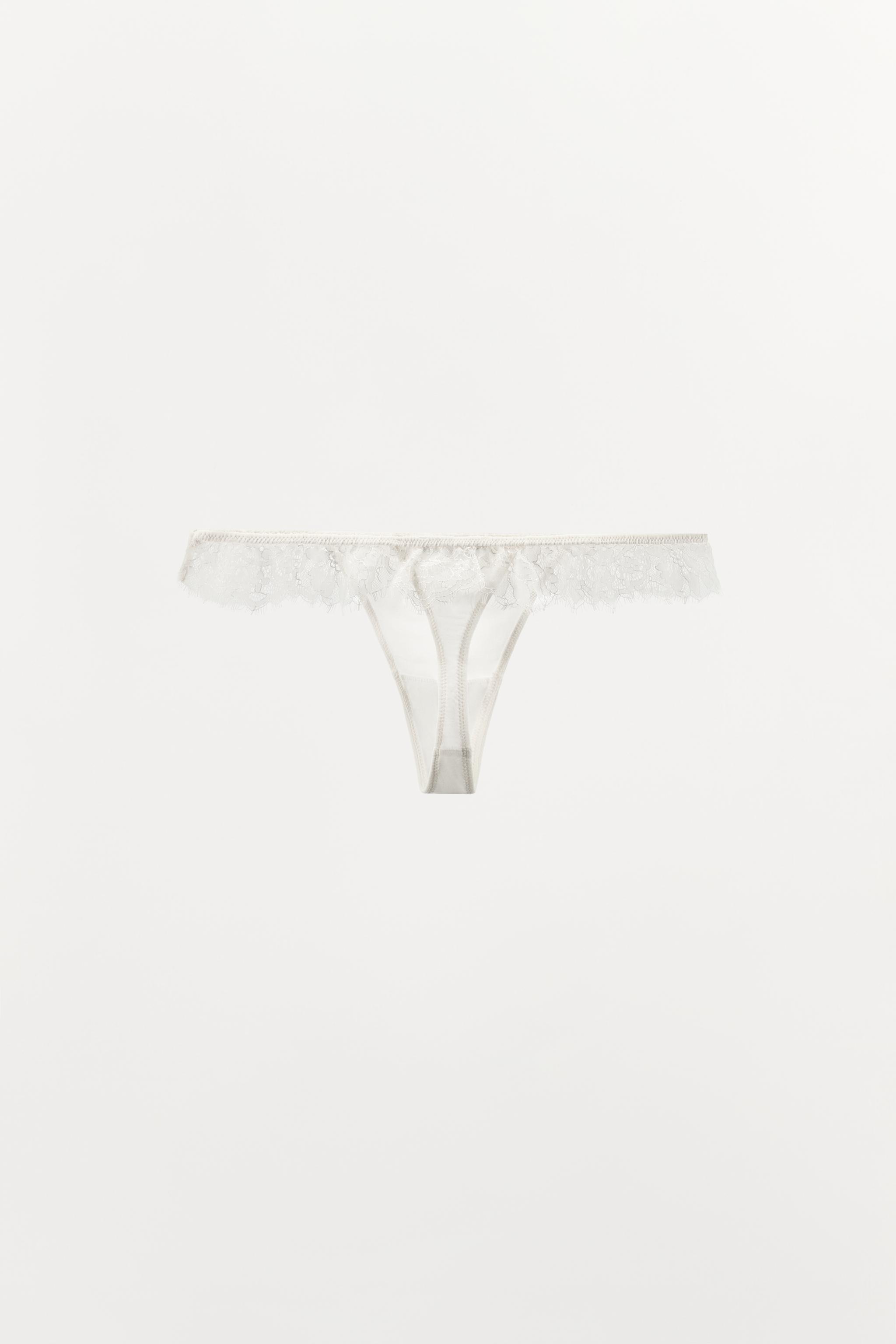 SILK BLEND LACE THONG