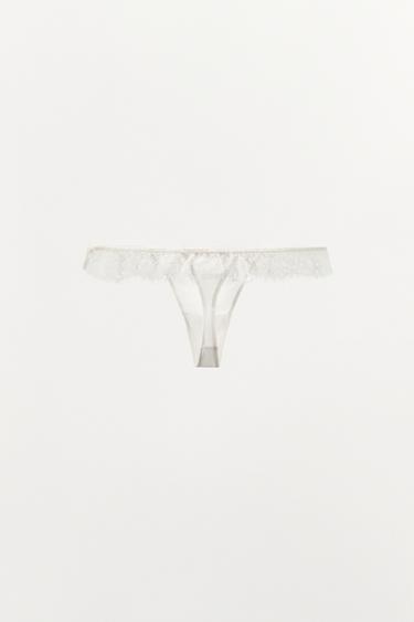 SILK LACE THONG - Light ecru by Zara - Image 7