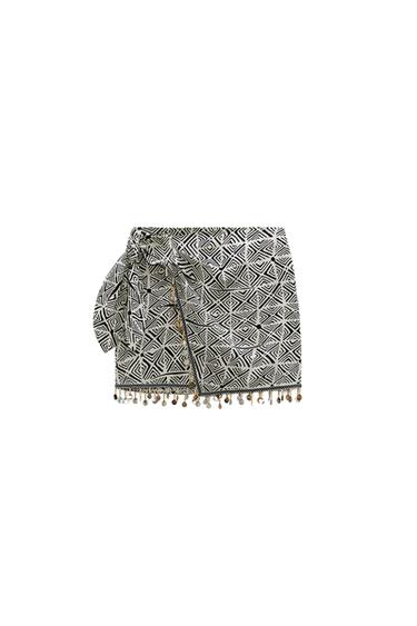 PRINTED SKIRT WITH BEADS