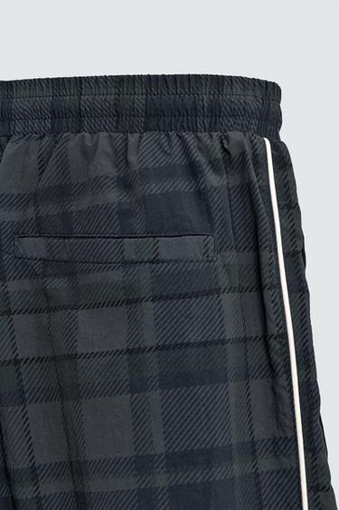 PANTALON DE JOGGING TECHNIQUE À CARREAUX CONTRASTÉS - Bleu de Zara - Image 9