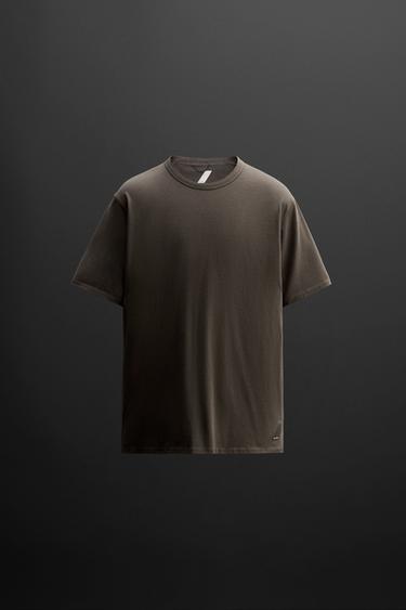 COTTON BLEND TRAINING T-SHIRT - Dark brown by Zara - Image 5