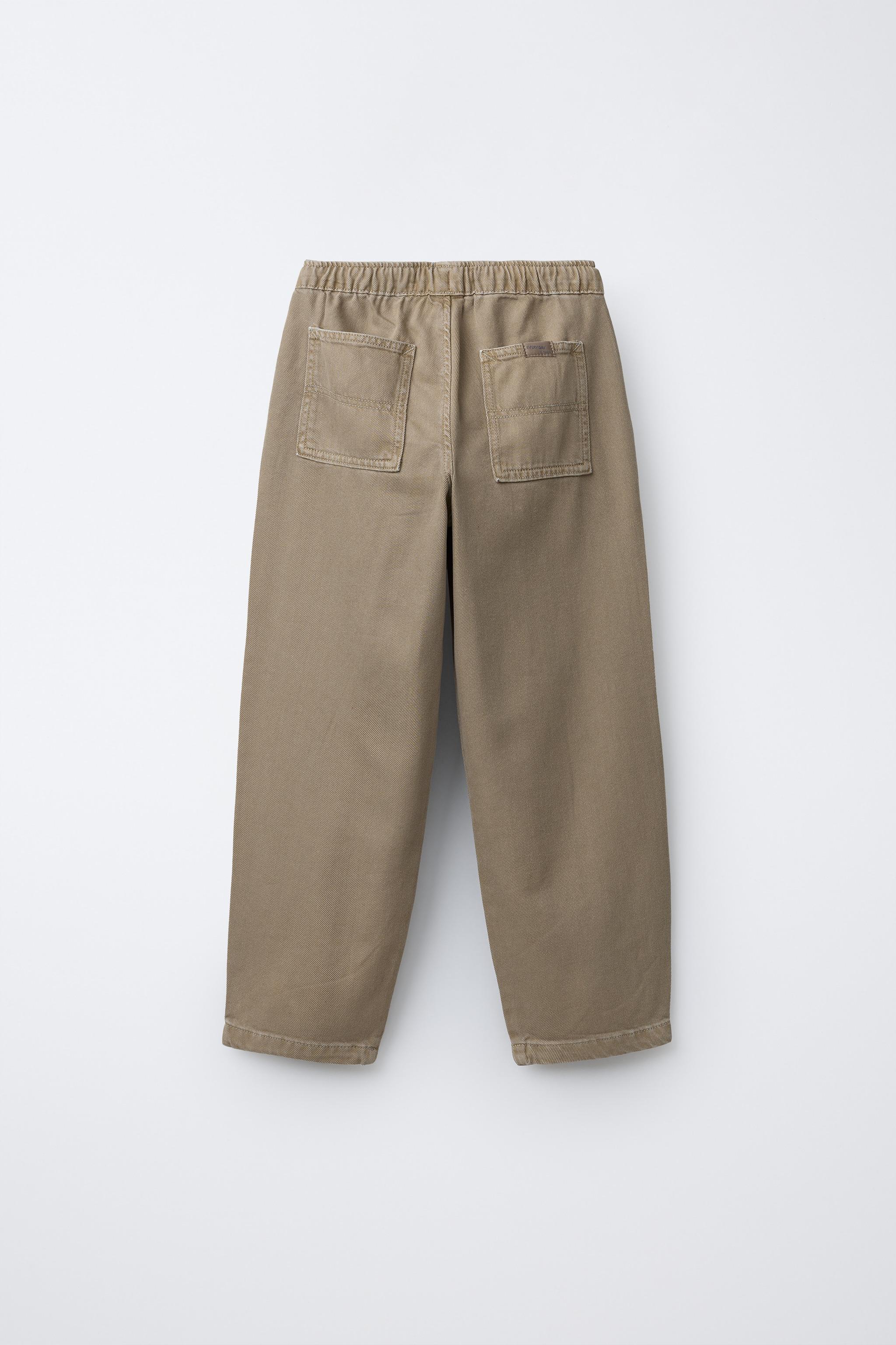 FLOWING TWILL STRAIGHT TROUSERS — Brown (alternate view)