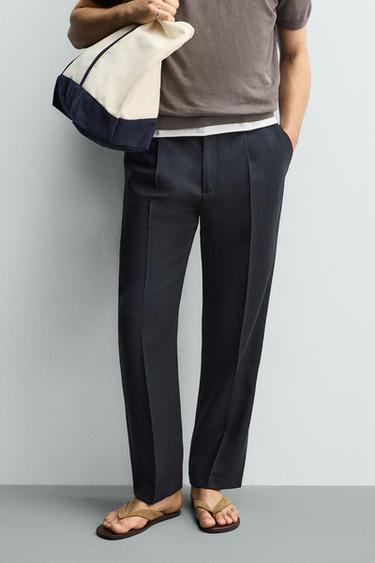 PANTALÓN REGULAR FIT 100% LANA - Azul de Zara