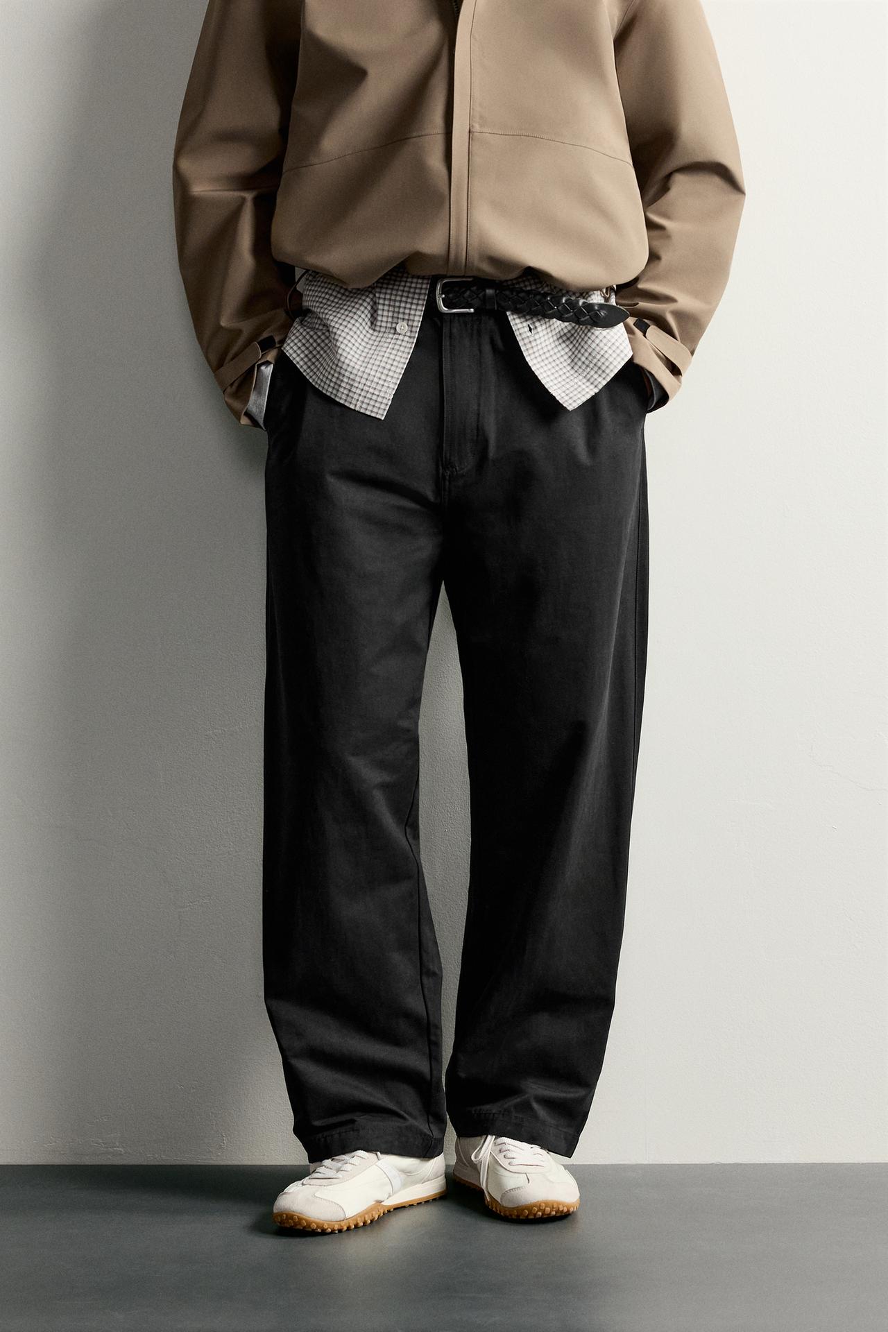 SOFT RELAXED-FIT PANTS — Black