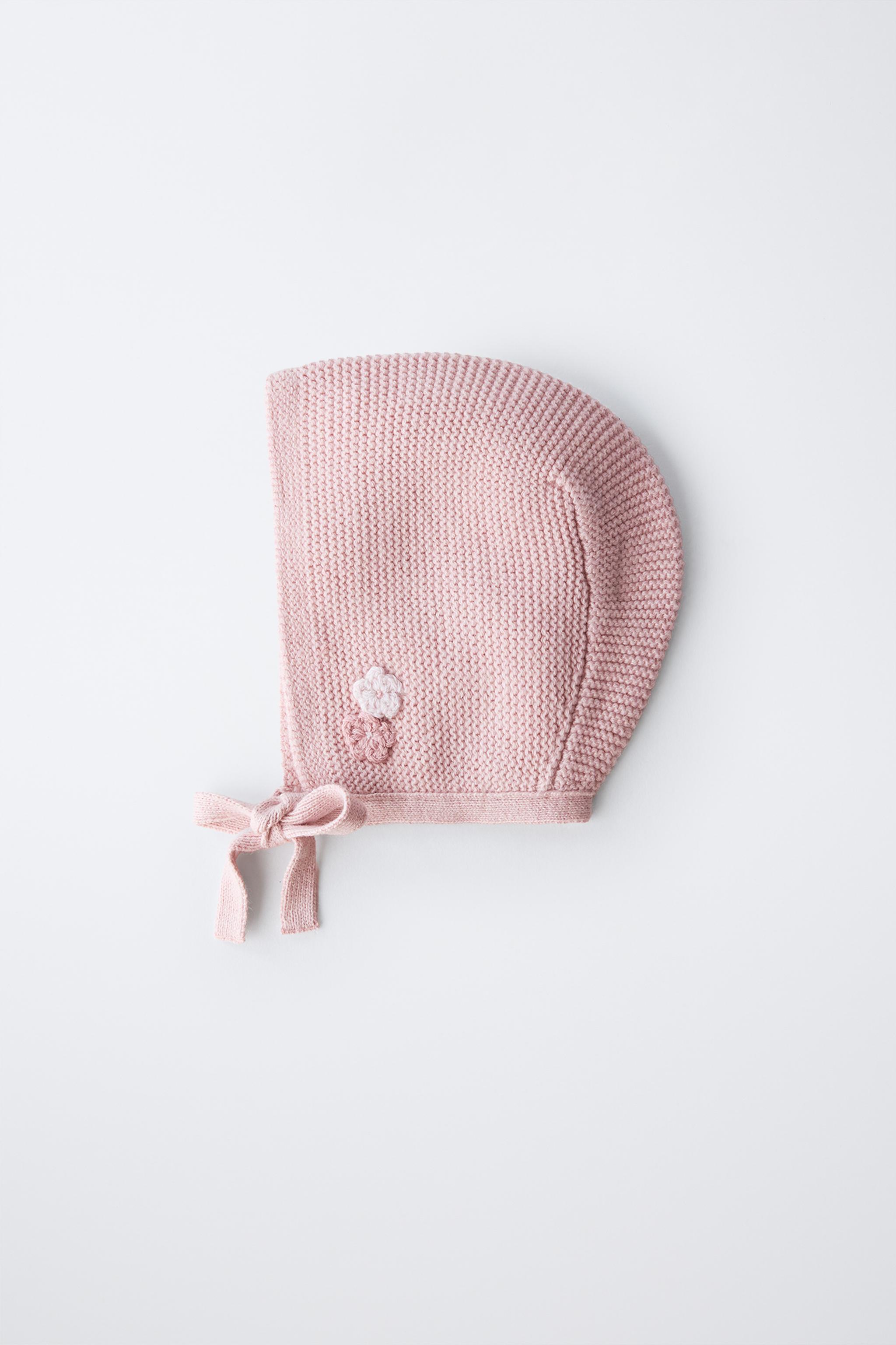 CROCHET FLOWER LINKS KNIT BONNET - Light pink | ZARA United