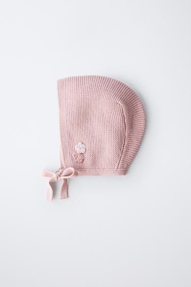 CROCHET FLOWER KNIT BONNET - Light pink by Zara - Image 2