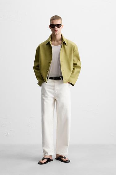 LEATHER OVERSHIRT - Pistachio by Zara - Image 0