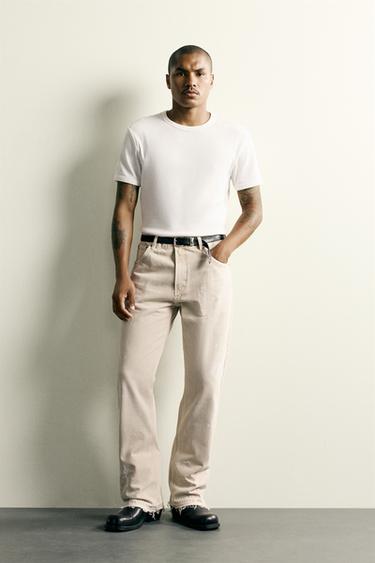 FLARE-FIT-JEANS MIT SPRITZER-EFFEKT - Helles Rostbraun von Zara