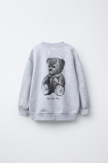 BEAR PRINT SWEATSHIRT - Grey marl by Zara - Image 1