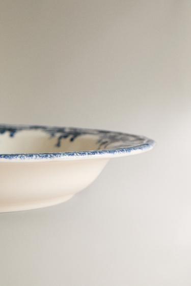 FLORAL EARTHENWARE SOUP PLATE - Blue by Zara - Image 3