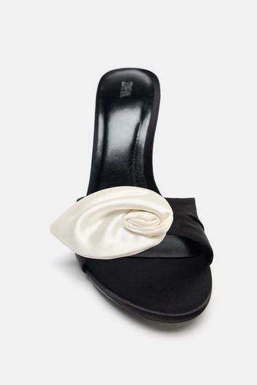 SATIN-EFFECT FLOWER HEELED MULES - Multicoloured by Zara - Image 1