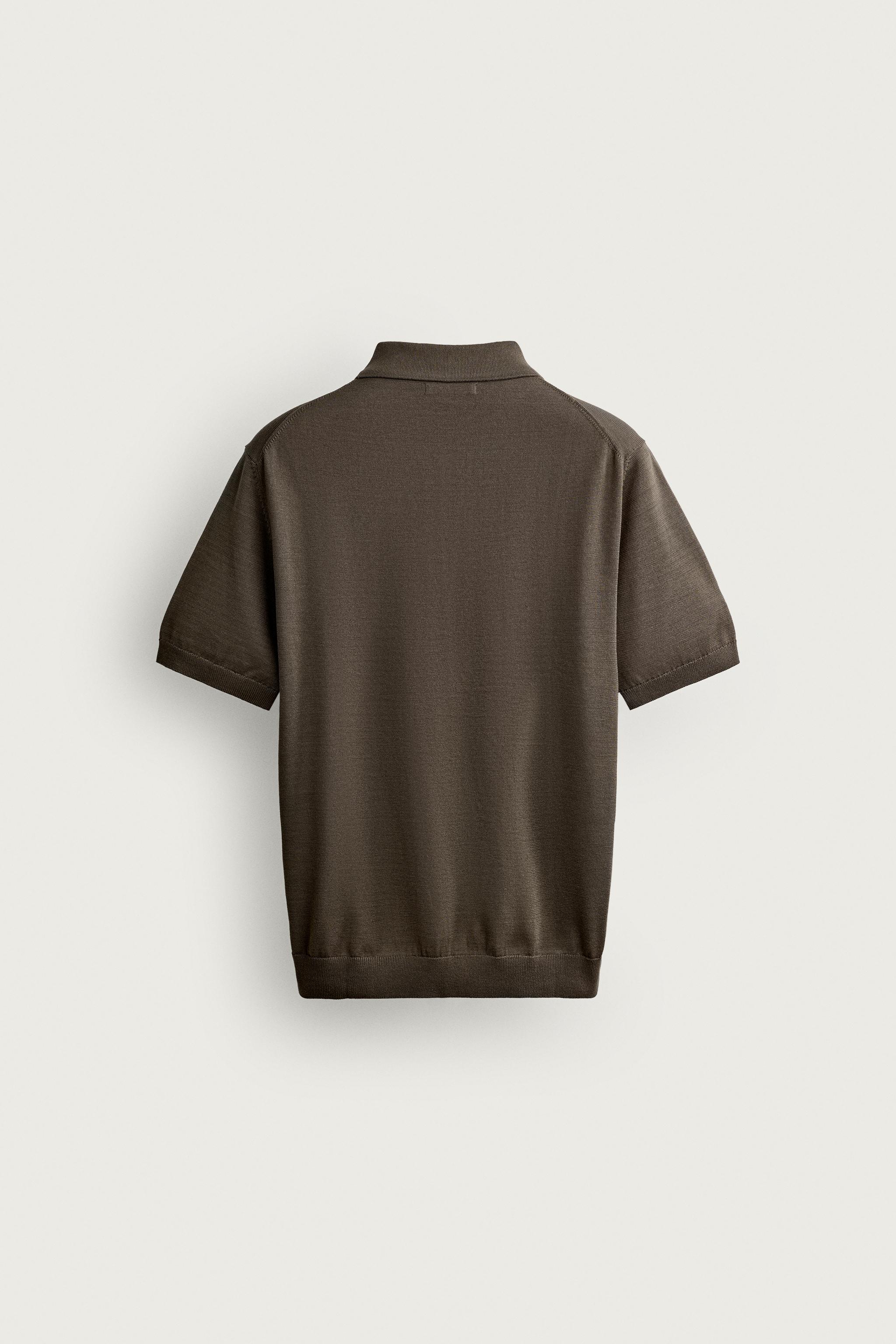 Zara FERMUARLI REGULAR FIT TRİKO POLO görsel 7