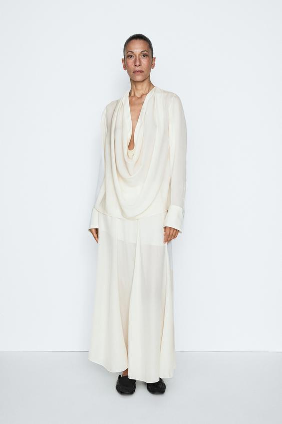 Flowing 100% silk midi skirt with seams - STUDIO from Zara - $320