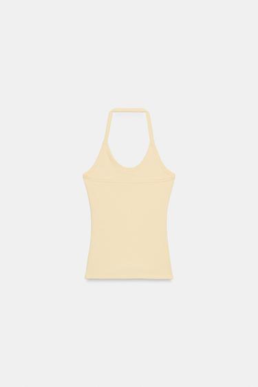 HALTER TOP WITH STUDS - Yellow by Zara - Image 5