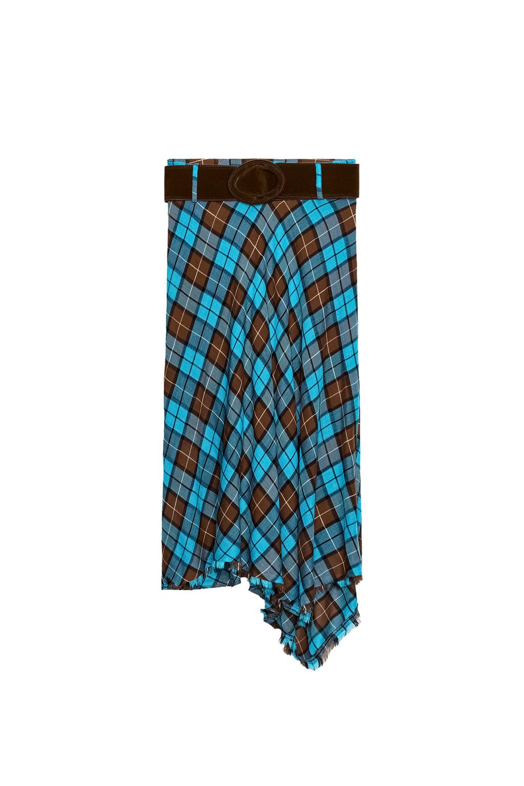 PRINTED ASYMMETRIC SKIRT WITH BELT