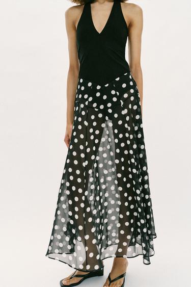 ROBE BIMATIÈRE À POIS - Noir de Zara - Image 2