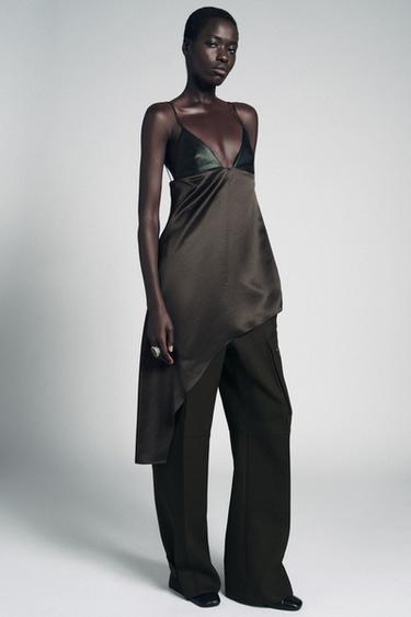 Zara ASYMMETRIC COMBINED TOP ZW COLLECTION - Chocolate