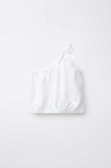 Zara ASYMMETRICAL NECK TOP - White