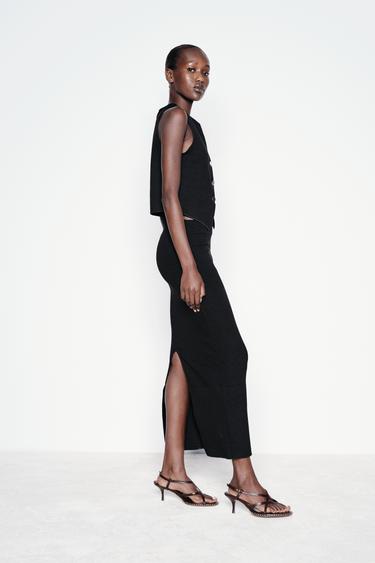 DÉBARDEUR GILET EN MAILLE STRETCH - Noir de Zara - Image 2
