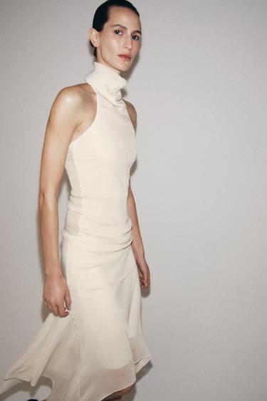 FLOWING HALTER TOP - Ecru by Zara