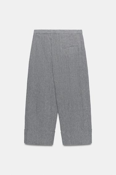 PANTALON PAREO PIED-DE-POULE ZW COLLECTION - Bleu / Blanc de Zara - Image 4