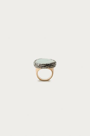 MARISA BERENSON X ZARA MAXI SHINY STONE RING - Golden by Zara - Image 2