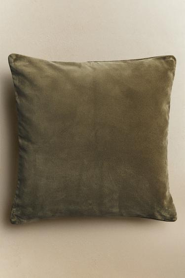 HOUSSE DE COUSSIN VELOURS UNIE - Vert de Zara