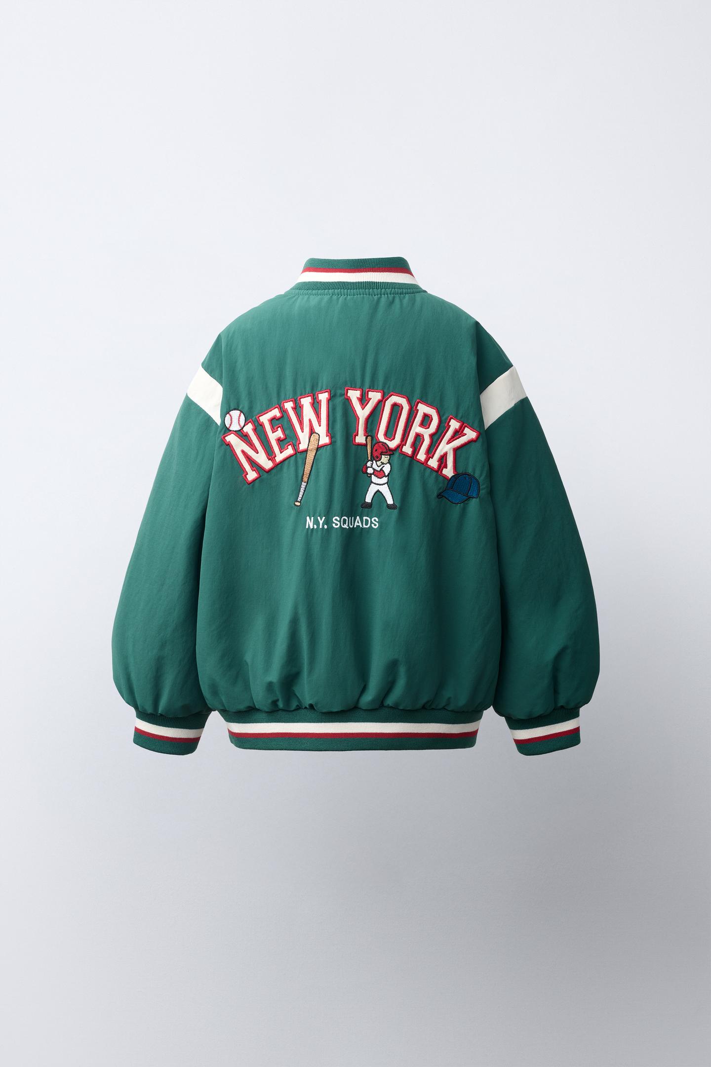 Куртка Zara Printed Bomber, цвет: Зелёный / Синий — фото 5
