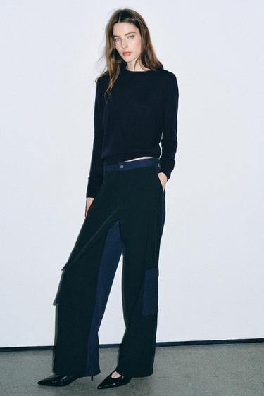 ZW COLLECTION POCKET CONTRAST PANTS — Navy blue 2