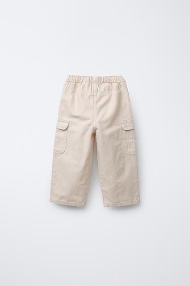 LINEN BLEND CARGO TROUSERS - Light beige by Zara - Image 1